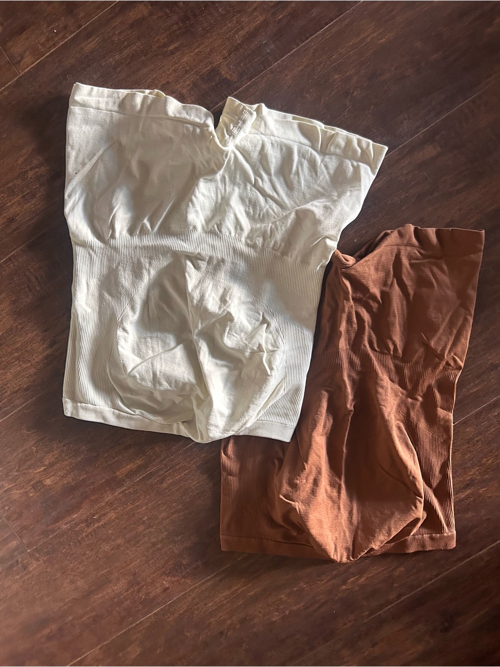 BLANQI Cream and Brown Maternity/Nursing Support Shorts Set